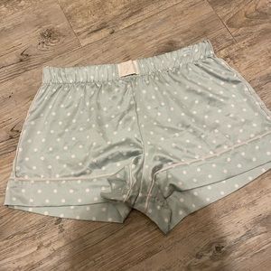Victoria’s Secret Mint & White Polka Dot Silky PJ Short Bottoms